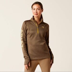 Ariat Brown Quarter-Zip Pullover in Canteen XXL